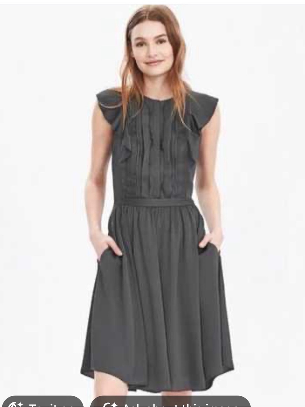 Banana Republic Dark Gray Ruffle-Front Sleeveless Dress
